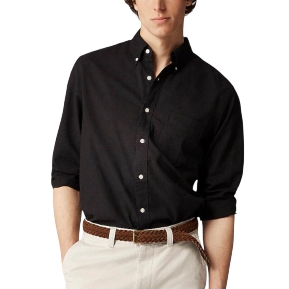 J. Crew Black Button-Down Shirt with Chest Pocket